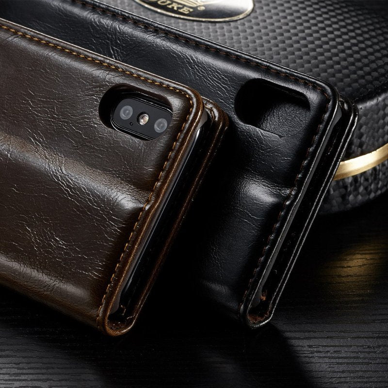 Luxury Waxy Leather iPhone X Wallet Case