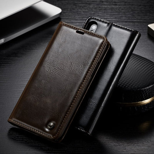 Luxury Waxy Leather iPhone X Wallet Case